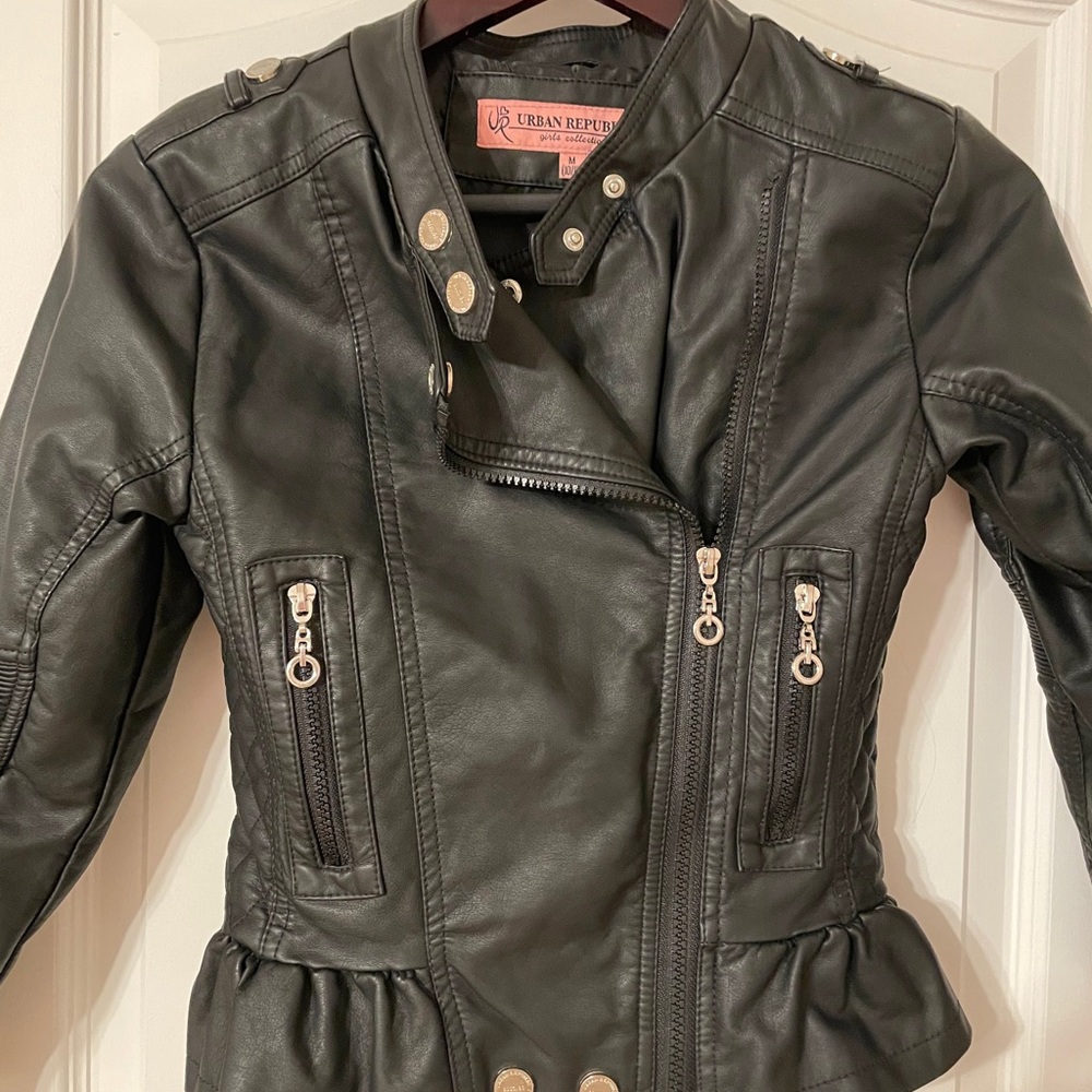 Faux leather girls motorcycle/ biker jacket